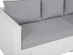 Lounge Set Rattan Weis 8-Sitzer Modular Auflagen Grau Xxl
