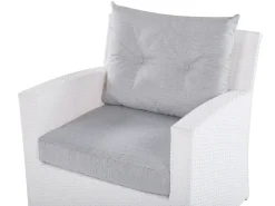 Lounge Set Rattan Weis 4-Sitzer Auflagen Grau San Marino