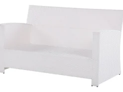 Lounge Set Rattan Weis 4-Sitzer Auflagen Grau San Marino