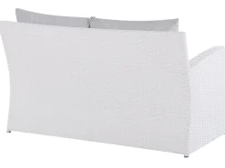 Lounge Set Rattan Weis 4-Sitzer Auflagen Grau San Marino