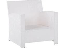 Lounge Set Rattan Weis 4-Sitzer Auflagen Grau San Marino