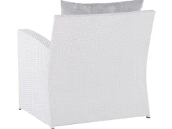 Lounge Set Rattan Weis 4-Sitzer Auflagen Grau San Marino