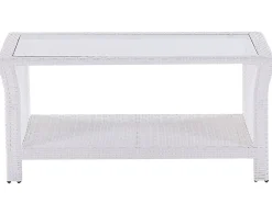 Lounge Set Rattan Weis 4-Sitzer Auflagen Grau San Marino