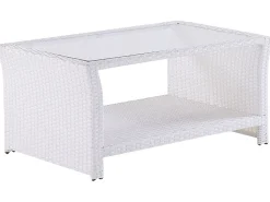Lounge Set Rattan Weis 4-Sitzer Auflagen Grau San Marino