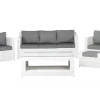 Lounge Set Rattan Weis 6-Sitzer Auflagen Grau Roma