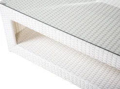 Lounge Set Rattan Weis 6-Sitzer Auflagen Grau Roma