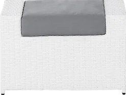 Lounge Set Rattan Weis 6-Sitzer Auflagen Grau Roma
