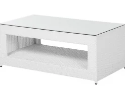 Lounge Set Rattan Weis 6-Sitzer Auflagen Grau Roma