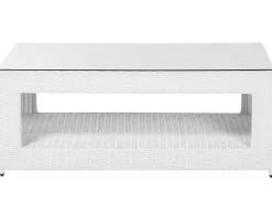 Lounge Set Rattan Weis 6-Sitzer Auflagen Grau Roma