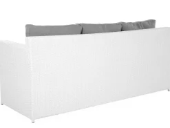 Lounge Set Rattan Weis 6-Sitzer Auflagen Grau Roma