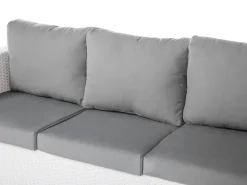 Lounge Set Rattan Weis 6-Sitzer Auflagen Grau Roma