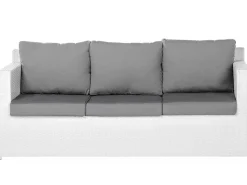 Lounge Set Rattan Weis 6-Sitzer Auflagen Grau Roma