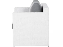Lounge Set Rattan Weis 6-Sitzer Auflagen Grau Roma