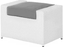 Lounge Set Rattan Weis 6-Sitzer Auflagen Grau Roma