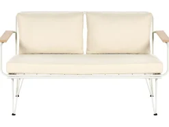 Lounge Set Stahl Weis 4-Sitzer Auflagen Beige Montesilvano