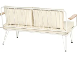 Lounge Set Stahl Weis 4-Sitzer Auflagen Beige Montesilvano