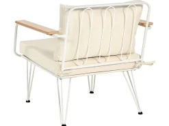 Lounge Set Stahl Weis 4-Sitzer Auflagen Beige Montesilvano