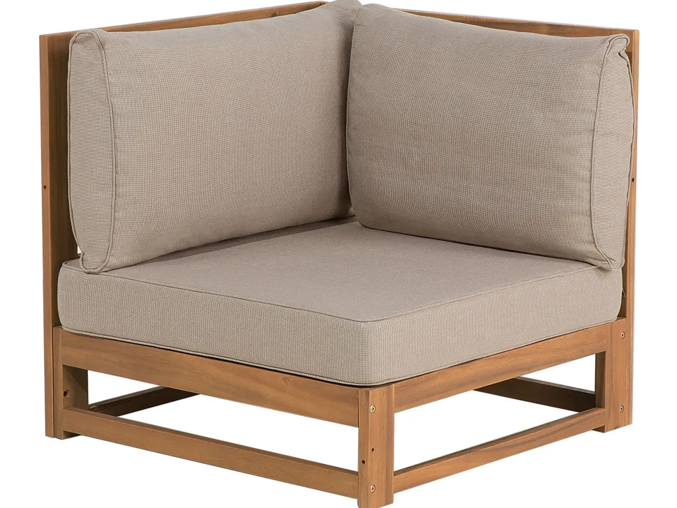 Lounge Set Zertifiziertes Holz Hellbraun 4-Sitzer Modular Auflagen Taupe Timor