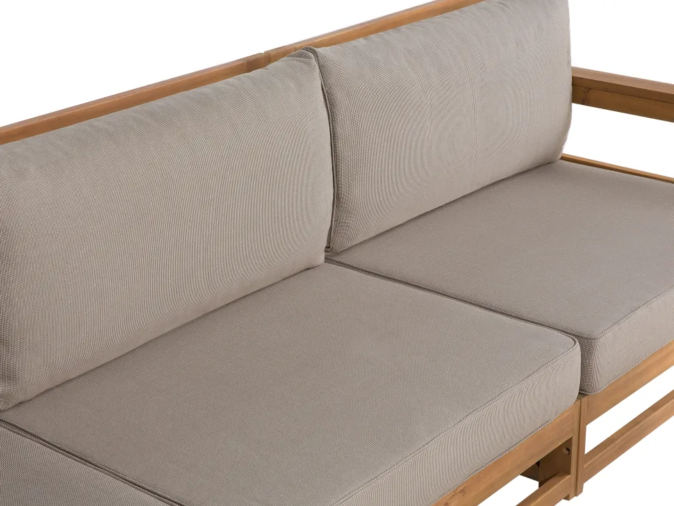 Lounge Set Zertifiziertes Holz Hellbraun 4-Sitzer Modular Auflagen Taupe Timor