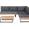 Lounge Set Zertifiziertes Akazienholz 5-Sitzer Hellbraun Auflagen Grau Mykonos