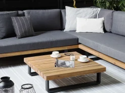 Lounge Set Zertifiziertes Akazienholz 5-Sitzer Hellbraun Auflagen Grau Mykonos