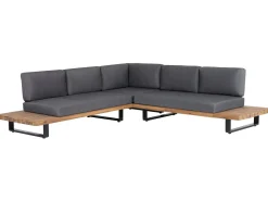 Lounge Set Zertifiziertes Akazienholz 5-Sitzer Hellbraun Auflagen Grau Mykonos