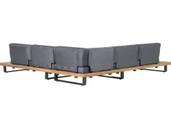 Lounge Set Zertifiziertes Akazienholz 5-Sitzer Hellbraun Auflagen Grau Mykonos