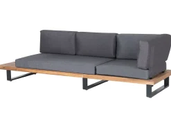 Lounge Set Zertifiziertes Akazienholz 5-Sitzer Hellbraun Auflagen Grau Mykonos