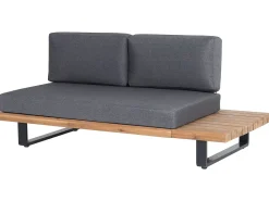 Lounge Set Zertifiziertes Akazienholz 5-Sitzer Hellbraun Auflagen Grau Mykonos