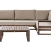 Lounge Set Zertifiziertes Holz Dunkelbraun 4-Sitzer Linksseitig Modular Auflagen Taupe Timor Ii