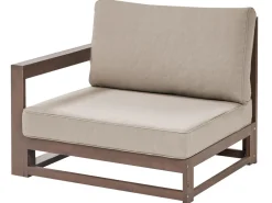 Lounge Set Zertifiziertes Holz Dunkelbraun 4-Sitzer Linksseitig Modular Auflagen Taupe Timor Ii