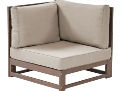Lounge Set Zertifiziertes Holz Dunkelbraun 4-Sitzer Linksseitig Modular Auflagen Taupe Timor Ii