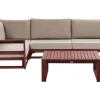 Lounge Set Zertifiziertes Holz Mahagonibraun 4-Sitzer Rechtsseitig Modular Auflagen Taupe Timor Ii