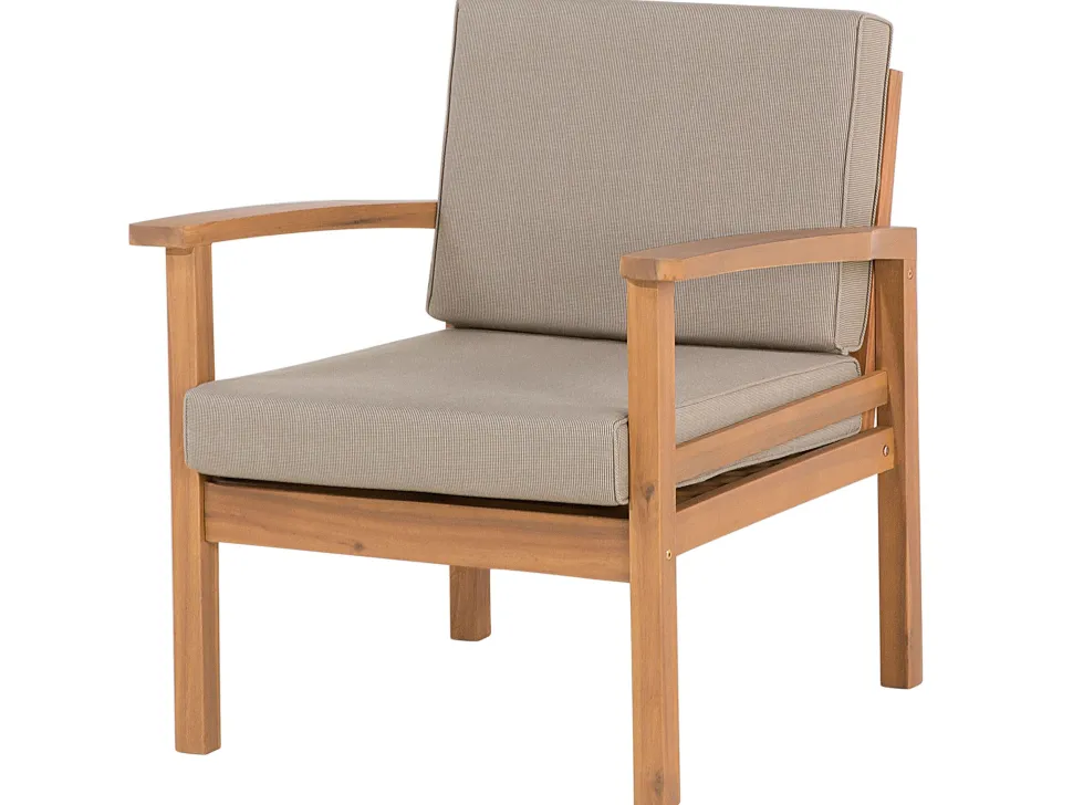 Lounge Set Zertifiziertes Holz Hellbraun 4-Sitzer Auflagen Taupe Manila
