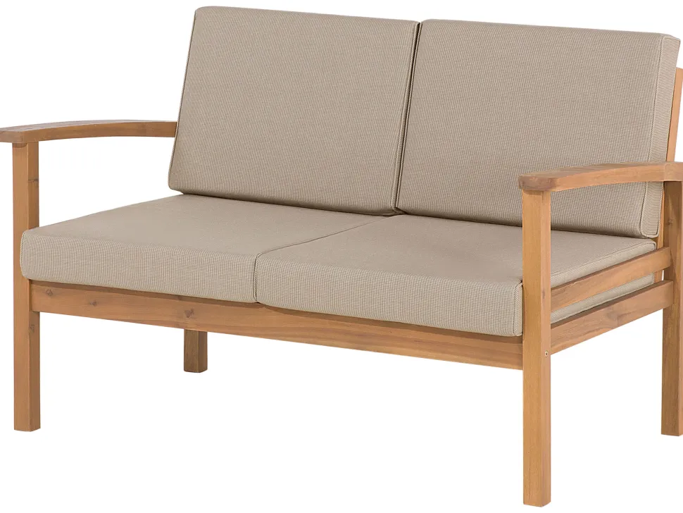 Lounge Set Zertifiziertes Holz Hellbraun 4-Sitzer Auflagen Taupe Manila