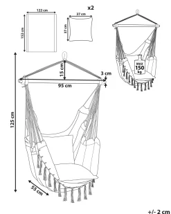 Makramee Hangesessel Mit Kissen Baumwolle Grau Bonea