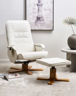 Massagesessel Beige Kunstleder Heizfunktion Mit Fushocker Relaxpro