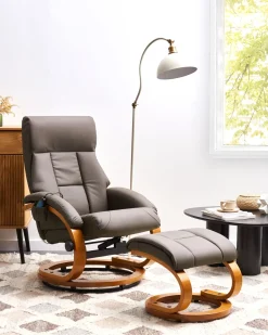 Massagesessel Braun Kunstleder Heizfunktion Mit Fushocker Force