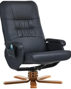 Massagesessel Schwarz Kunstleder Heizfunktion Mit Fushocker Relaxpro