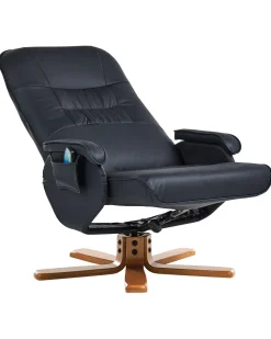 Massagesessel Schwarz Kunstleder Heizfunktion Mit Fushocker Relaxpro