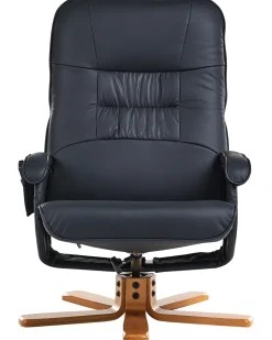 Massagesessel Schwarz Kunstleder Heizfunktion Mit Fushocker Relaxpro
