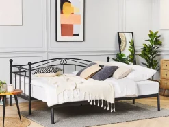 Metallbett Ausziehbar Schwarz Lattenrost 90 X 200 Cm Tulle