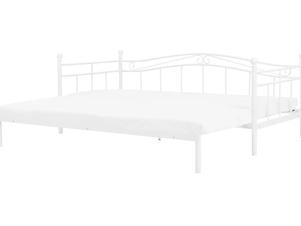Metallbett Ausziehbar Weis Lattenrost 80 X 200 Cm Tulle
