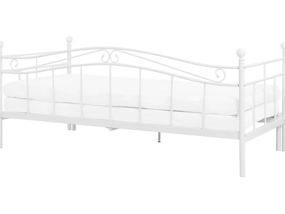 Metallbett Ausziehbar Weis Lattenrost 80 X 200 Cm Tulle