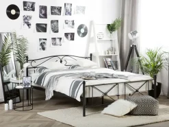 Metallbett Schwarz Lattenrost 140 X 200 Cm Rodez