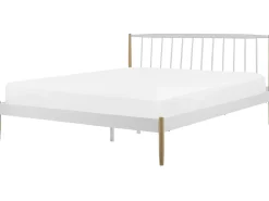 Metallbett Weis / Heller Holzfarbton Lattenrost 180 X 200 Cm Maurs