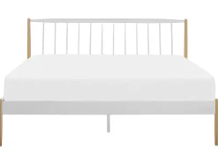 Metallbett Weis / Heller Holzfarbton Lattenrost 180 X 200 Cm Maurs