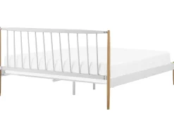 Metallbett Weis / Heller Holzfarbton Lattenrost 180 X 200 Cm Maurs