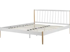 Metallbett Weis / Heller Holzfarbton Lattenrost 180 X 200 Cm Maurs