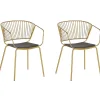 Metallstuhl Gold Mit Kunstleder-Sitz 2Er Set Rigby